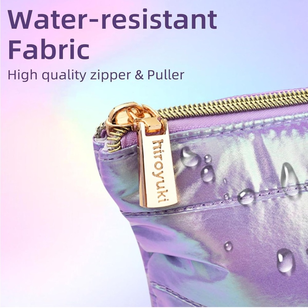 Iridescent Purple Makeup Bag Large 14” Cosmetic Travel Pouch (SKIN) NEW - Picture 3 of 4